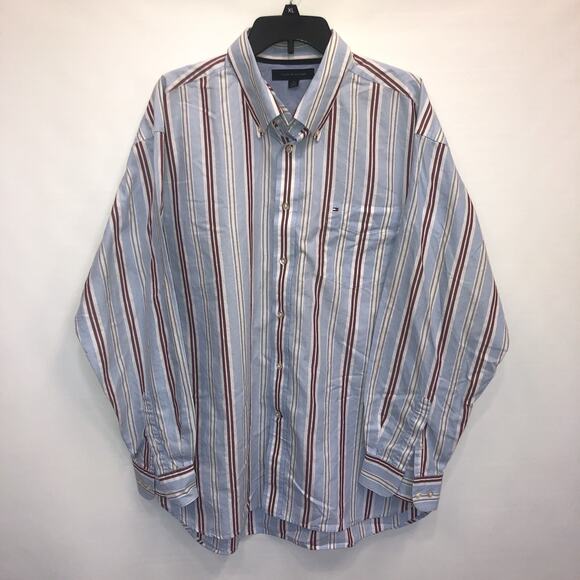 Tommy Hilfiger Button Up Adult XL Mens Multicolor Long Sleeve 100% Cotton Shirt - Picture 1 of 16